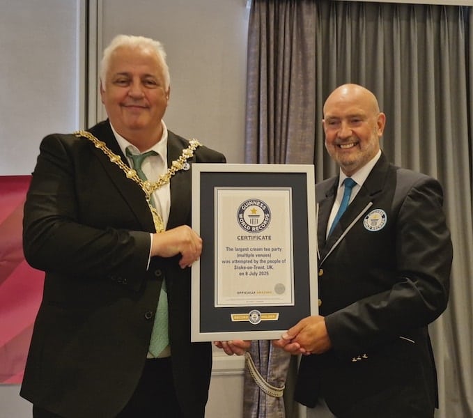 Councillor Steve Watkins Lord Mayor of Stoke-on-Trent (Left).