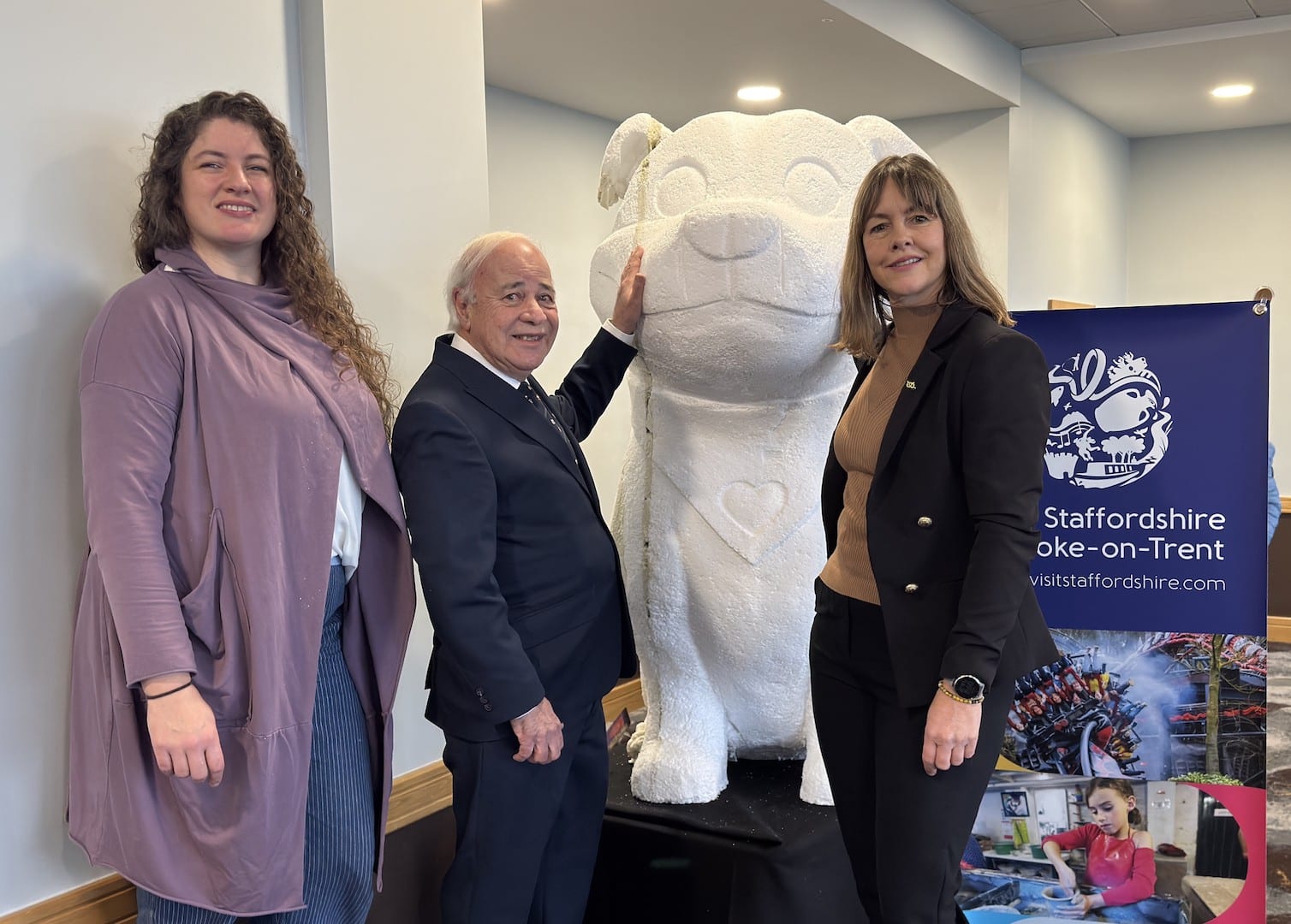 Tilley Bancroft, Arthur Barnard and Hayley Coles with 'Staffy' at The Big Tourism Conference at Uttoxeter Racecourse Tilley-Bancroft-Arthur-Barnard-Hayley-Coles-with-Staffy-at-The-Big-Tourism-Conference-at-Uttoxeter-Racecourse